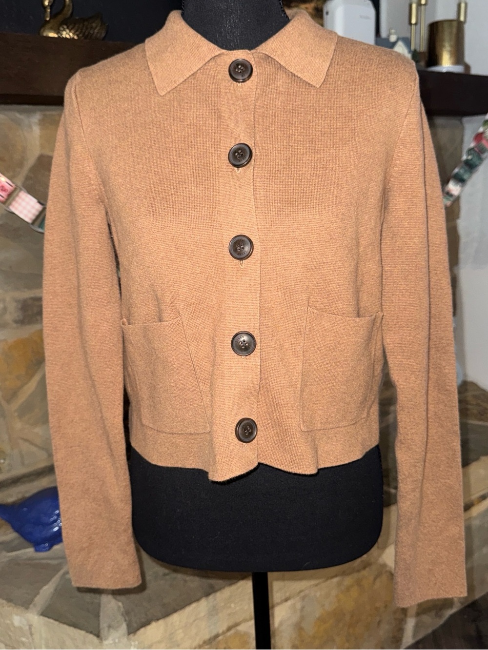 J. Crew Cropped Camel-Tone Button Front Jacket